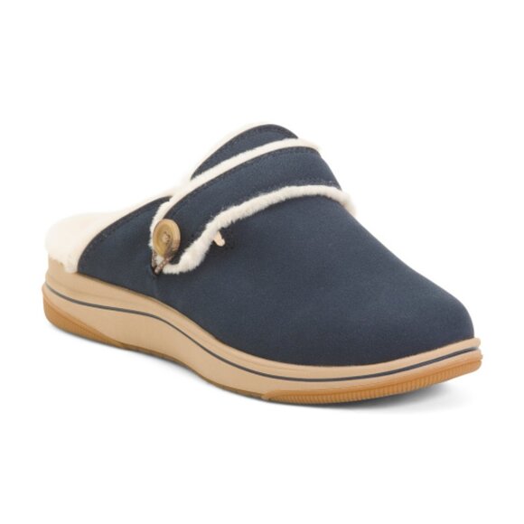 CLARKS Wide Breeze Cross Cozy Comfort Slide On Shoes - Picture 1 of 3